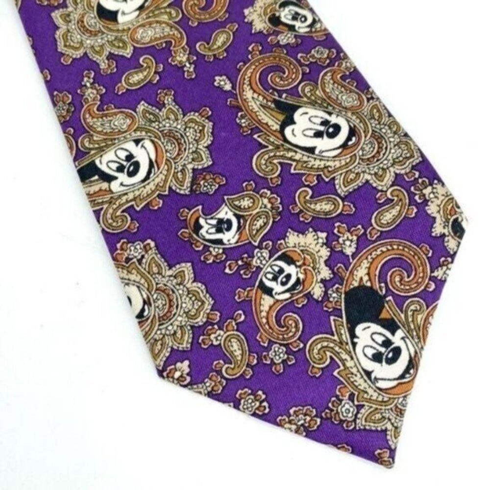 Disney Mickey Mouse Silk Tie Paisley Necktie by Man Road